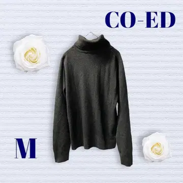 CO-ED 니트 스웨터 블랙 무지 하이넥 신축성 있음 오피스