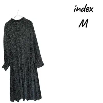 인덱스 블랙 도트 무늬 긴팔 원피스 M