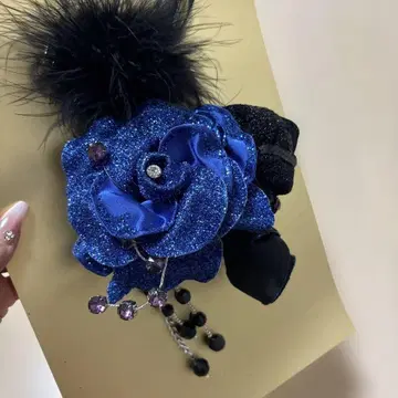 이치쿠라 머리 장식 스톤 장미 라메 퍼 일본제