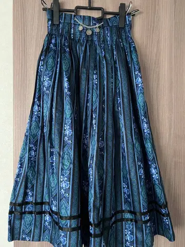 빈티지 티롤리안 스커트 페이즐리 블루