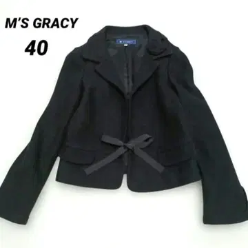 엠즈 그레이시 울 혼방 부클레 테일러드 자켓 까멜리아 리본