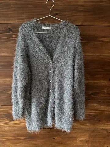 IEDIT 그레이 퍼 긴팔 가디건