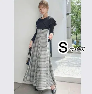 dazzlin 빅 컬러 체크 코르셋 원피스 그레이 S