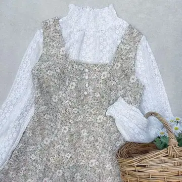 Fi.n.t 페인트 마가렛 패턴 원피스 꽃무늬 민트 스카이블루