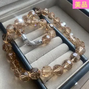 새상품급 쇼와 레트로 빈티지 대형 티 컬러 수정 컷 비즈 목걸이