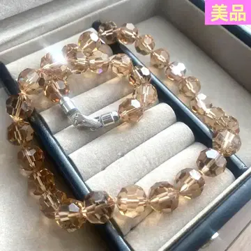 새상품급 쇼와 레트로 빈티지 대형 티 컬러 수정 컷 비즈 목걸이