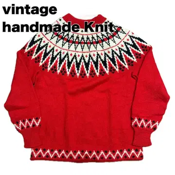 빈티지 핸드메이드 니트 노르딕 무늬 빅 사이즈 빈티지