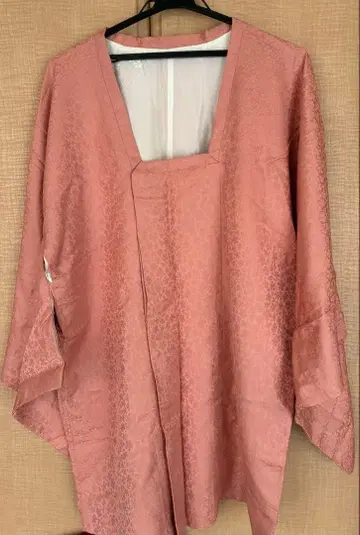 실크 도행 코트 기모노 겉옷 핑크 벚꽃 무늬 일본 의류 레트로