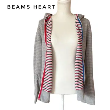 BEAMS HEART 트리코롤 안감이 귀여운 그레이 집업 후드티
