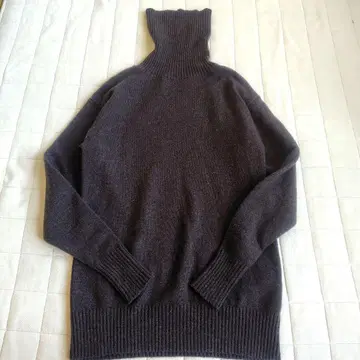 레리움 터틀넥 스웨터 긴팔 울 브라운