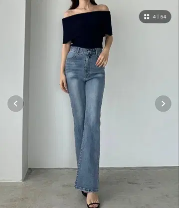 Louere 스트레치 플레어 데님 팬츠 라이트 블루 M