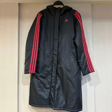 adidas 후드 부착 벤치 코트 M 블랙/레드