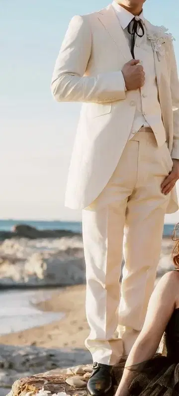 4점 세트 웨딩 수트 화이트