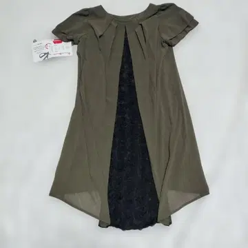 택 포함 새상품 올리브 그린 A라인 드레스 프릴 소매 S