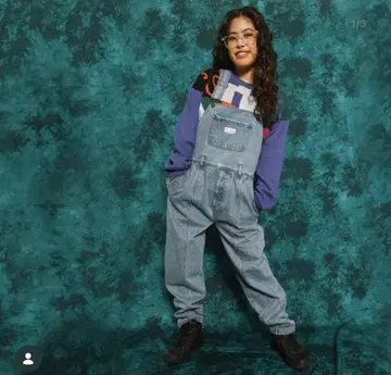 테이퍼드 데님 오버롤 pecoclub