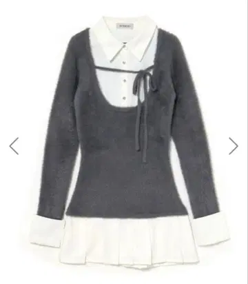 bubbles 레이어드 플리츠 니트 원피스 그레이 M