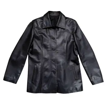 가죽 양가죽 가죽 자켓 코트 심플 블랙