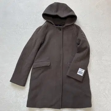 Y12 SHIPS 후드 부착 울 코트 38 브라운 후디 지퍼