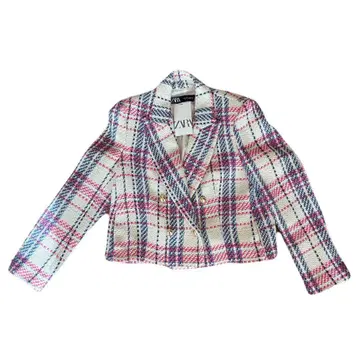 ZARA 체크 무늬 트위드 자켓