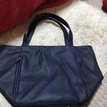네이비 가죽 토트백