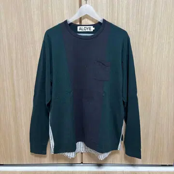 ALOYE 알로이 다크 그린 블랙 긴팔 티셔츠 L 사이즈