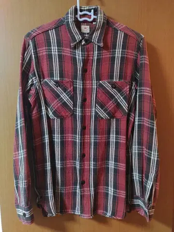 [새상품급] 슈가케인 빨강 검정 하양 체크 긴팔 플란넬 셔츠