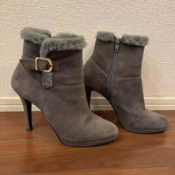 다이애나 DIANA 그레이 퍼 숏부츠 퍼 부츠 25.0