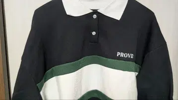 카라 부착 맨투맨 속기모 귀여운 구제 의류 스트라이프 한국 블랙