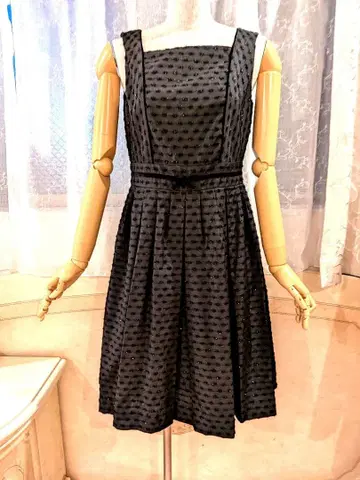 밀라 쇤 원피스 42 블랙 허리 리본