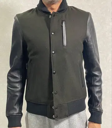 어반 리서치 가죽 울 봄버 자켓