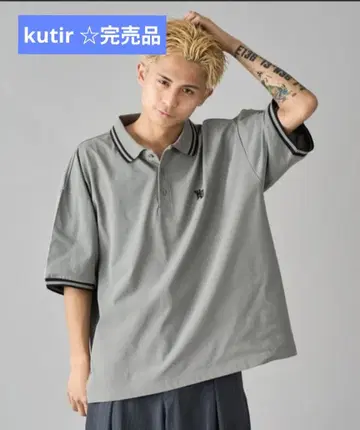 kutir 사슴 무늬 라인 리브 피케 셔츠 그레이 블랙 원포인트 자수