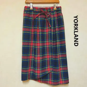 [ 새상품급 ] 요크랜드 체크 랩 스커트 프리 사이즈 울 일본제
