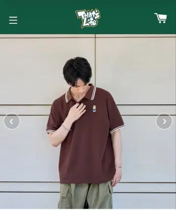 브라운 코튼 피케 셔츠 캐릭터 자수