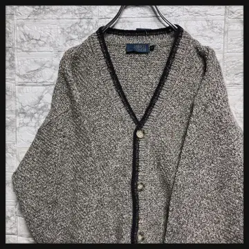 새상품 ENRICO COVERI 가디건 리브 라인 V넥 헤더 그레이