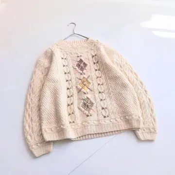 꽃무늬 자수 니트 빈티지 아이보리 A9
