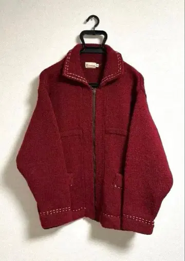 70s 80s Nirvana 와인 레드 니트 자켓