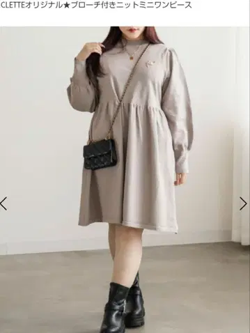 CLETTTE 니트 미니 원피스 핑크 브로치 포함