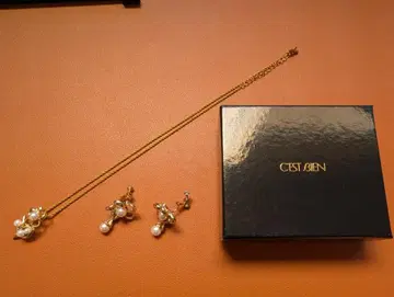 새상품급 타카시마야 세비앙 고돌 펄 목걸이 귀걸이 3세트