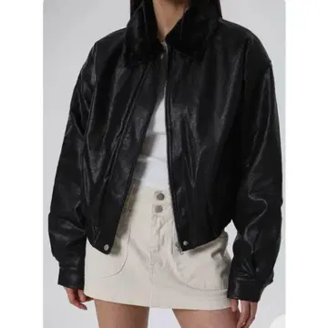 BLACKUP 크레시 퍼 가죽 블루종