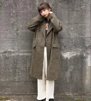 로리즈팜 TR 체크 W 롱 코트