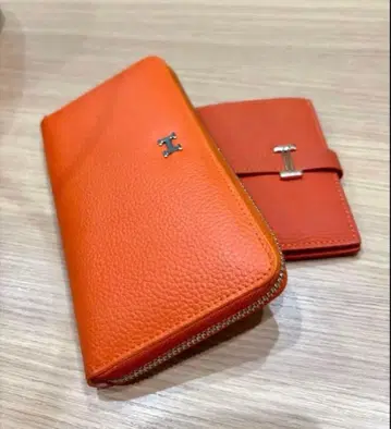 H 오렌지 장지갑 & 카드 홀더 세트