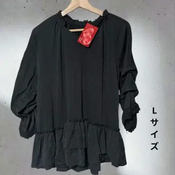 [미사용 택 포함] &LOVE 소매 셔링 블랙 튜닉 새상품