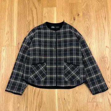 ZARA 자라 노카라 체크 자켓 M 사이즈 퍼프 자켓