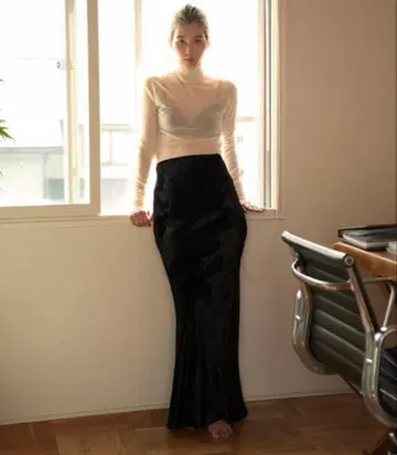ENOF 벨벳 롱 스커트