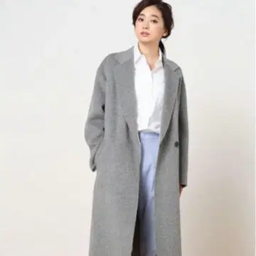 Spick & Span 울 100% 그레이 체스터 코트 36