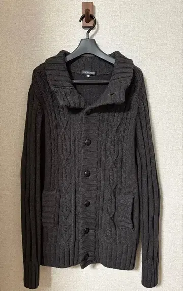 케이블 짜임 가디건 다크 그레이 3L