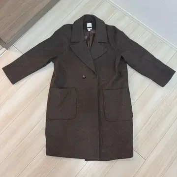 H&M 울 블렌드 롱 코트 브라운