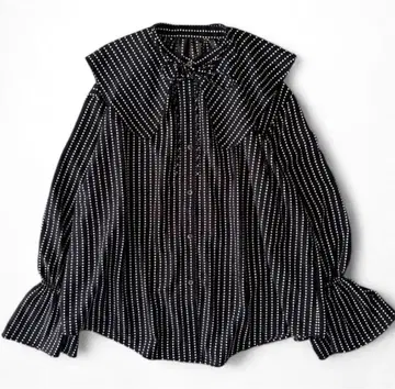 Spick & Span 도트 스트라이프 탈착식 옷깃 블라우스