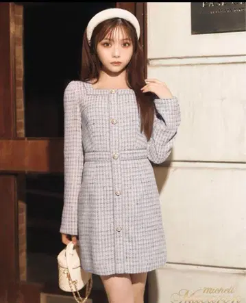 새상품 미셸 마카롱 트위드 원피스