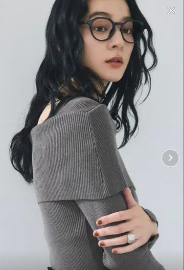 Vis 오프숄더 리브 긴팔 니트